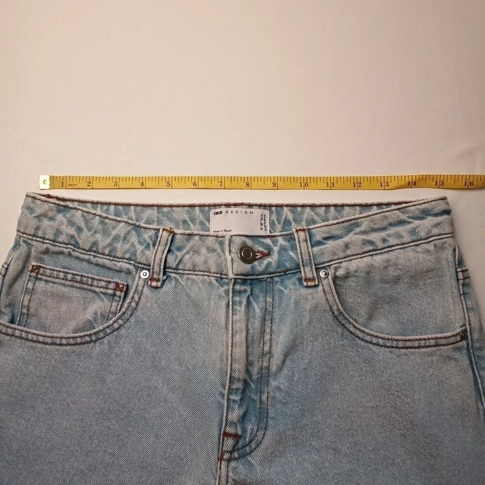 ASOS DESIGN Mens High Rise Straight Leg Light Wash Jeans Size 30x27 Blue Cotton
